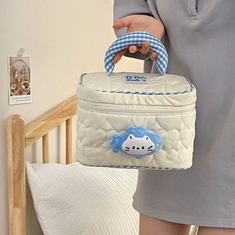 Dopamine Color Cute Cabin Makeup Bag Kawaii Toiletry Bag Portable Handheld Cosmetic Case  Travel