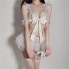 Fun Lingerie Sexy Hollow Out Perspective Seductive Maid Attire Tie Up Bow Tie Character Uniform Set