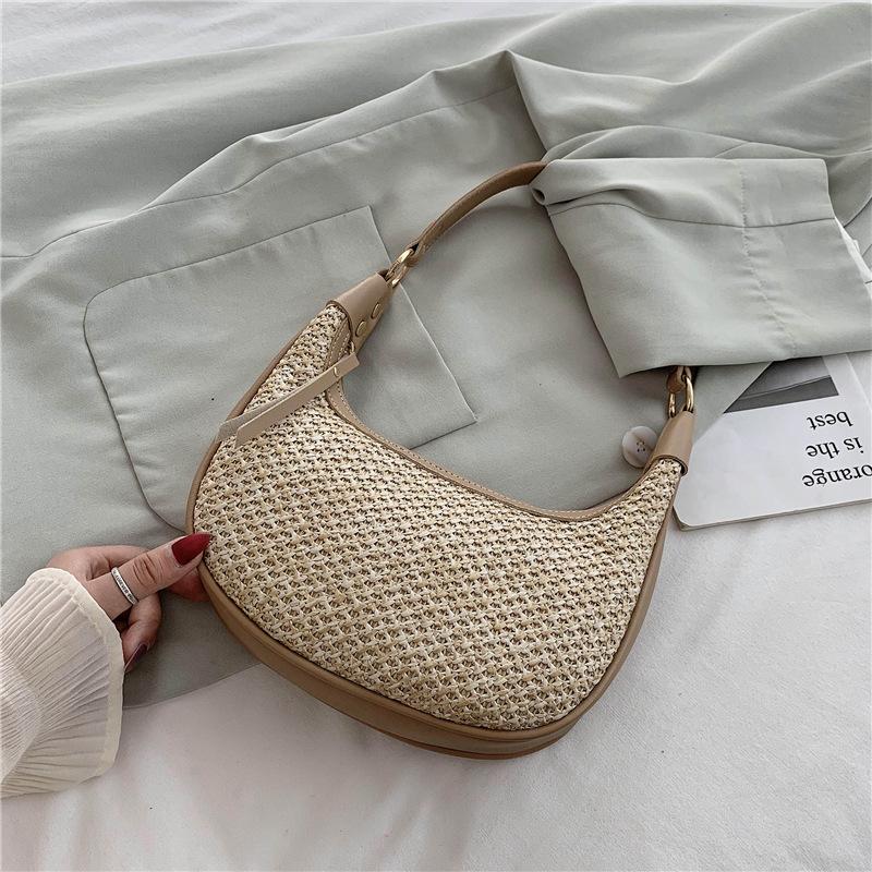 New Niche High-grade Fashion Elegant Crossbody Bag Leisure Holiday Shoulder Bag Straw Underarm Bag Women's Bag