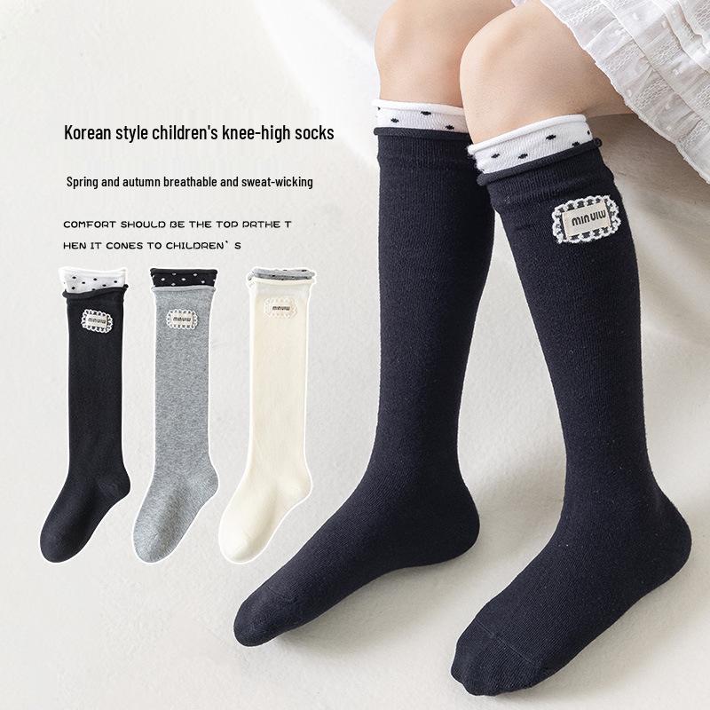 Girls' Korean-Style Bow Calf Socks for Spring and Autumn