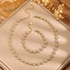 Colorful Diamond Four-Leaf Clover Jewelry Set - Necklace, Bracelet & Earrings for Women