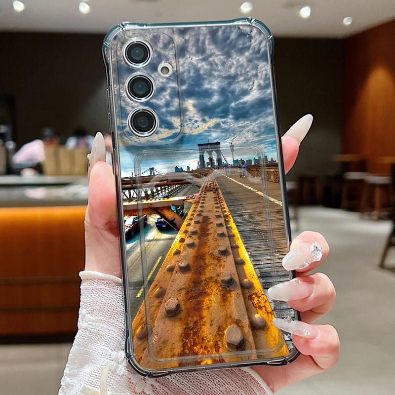 INS Mountain Sea Landscape Case For Samsung S26 S25 S24 Ultra S23 S22 S21 FE A54 A15 A35 A55 A16 A26 A36 A56 A17 A37 A57 5G Card Slot Back Cover