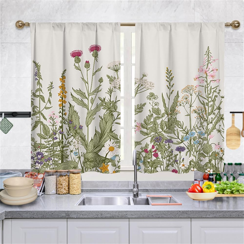 Set of 2 Curtains Kitchen, Short to Pass Triangle Small Curtain Shorts for Small Window Living Room Bistro Country House Style Curtain (70*100cm)