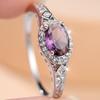 European and American Style Deep Purple Oval Gemstone Ring with Diamond Accents Hollowed-out Thin Bracelet, a Stylish Everyday Accessory That