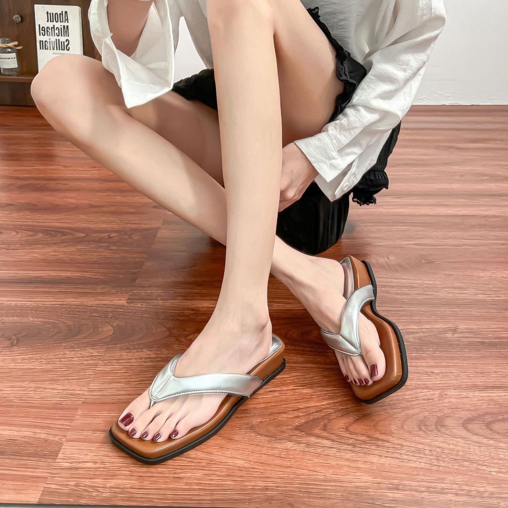 Yuanlitong slope heel flip-flops 5.5cm heightened version thick-bottomed toe slippers women's wear 2025 summer new