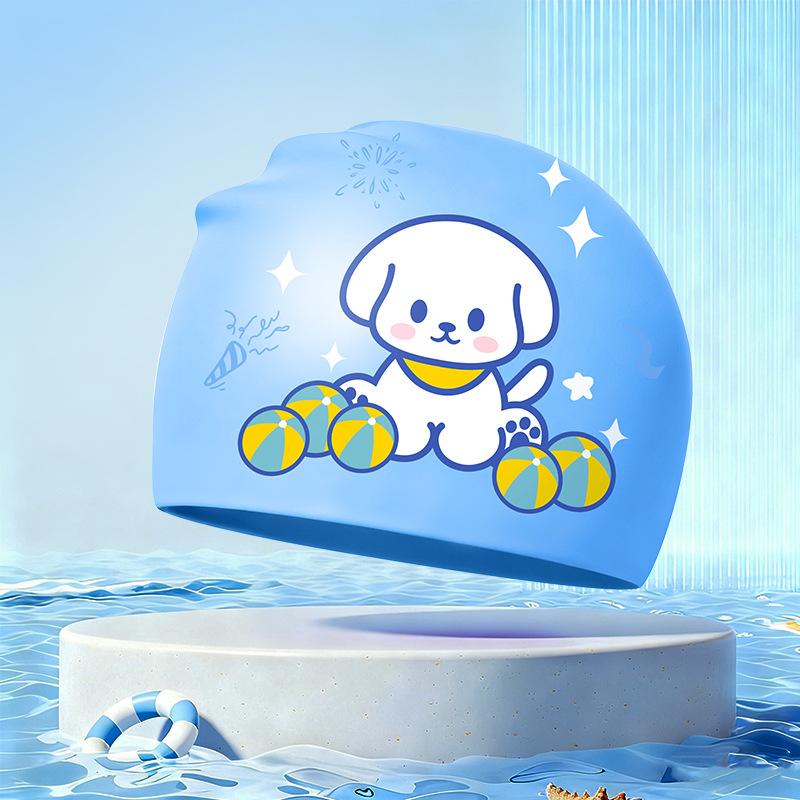 New Children's Cartoon Swimming Cap Cute Dolphin Waterproof Ear Protection Swimming Caps Kids Hot Spring Swimming Equipment