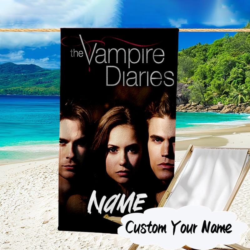 Custom Name Vampire Diaries Microfiber Beach Towel Super Soft & Absorbent for Bath, Beach, Travel Bath Time Accessory, Fan Gifts