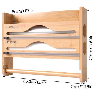 ZISIZ Wall-Mounted 3-in-1 Cling Film Dispenser with Kitchen Paper Holder
