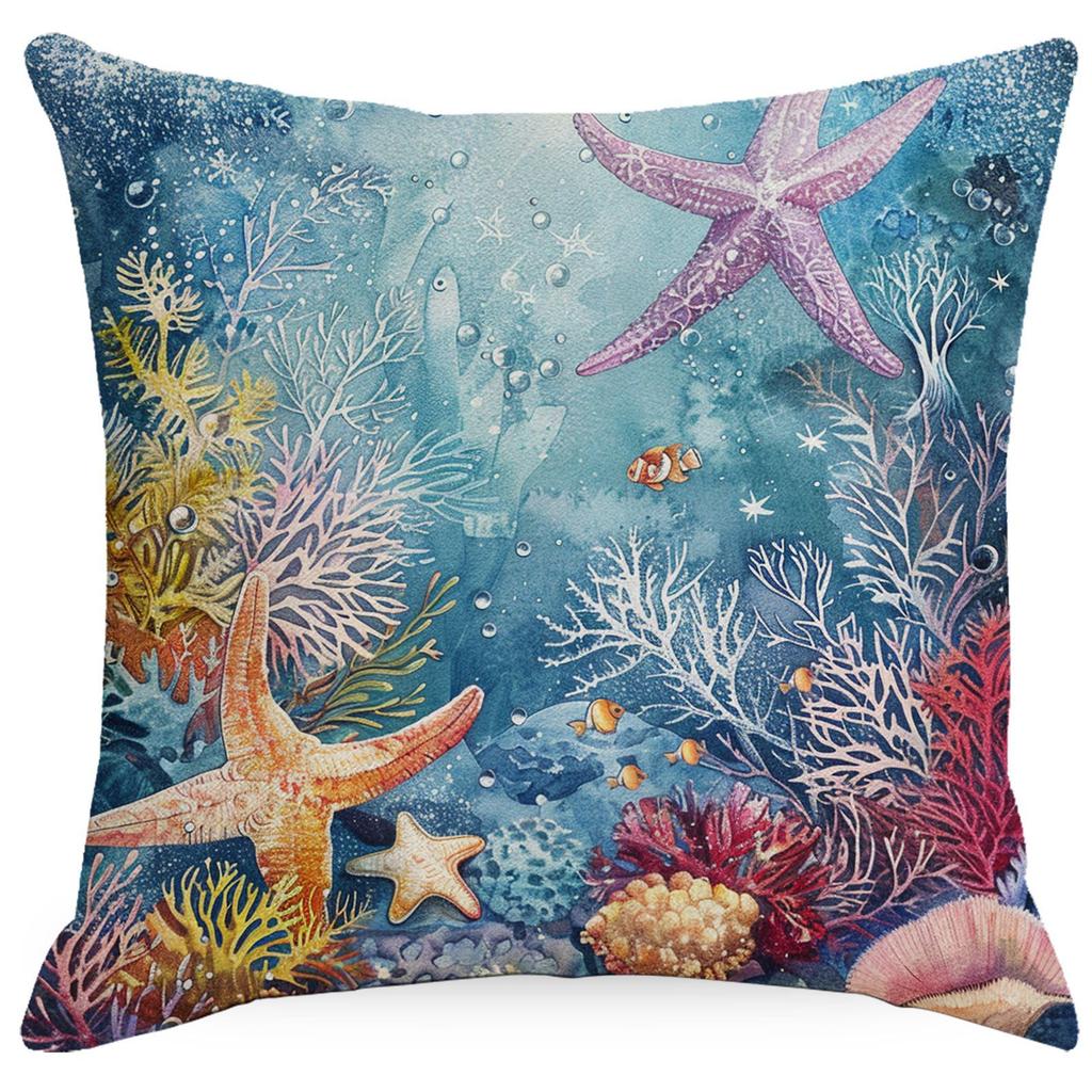 Colorful Marine Life Shell Pillowcase Summer Holiday Beach Hotel Decorative Cushion Cover