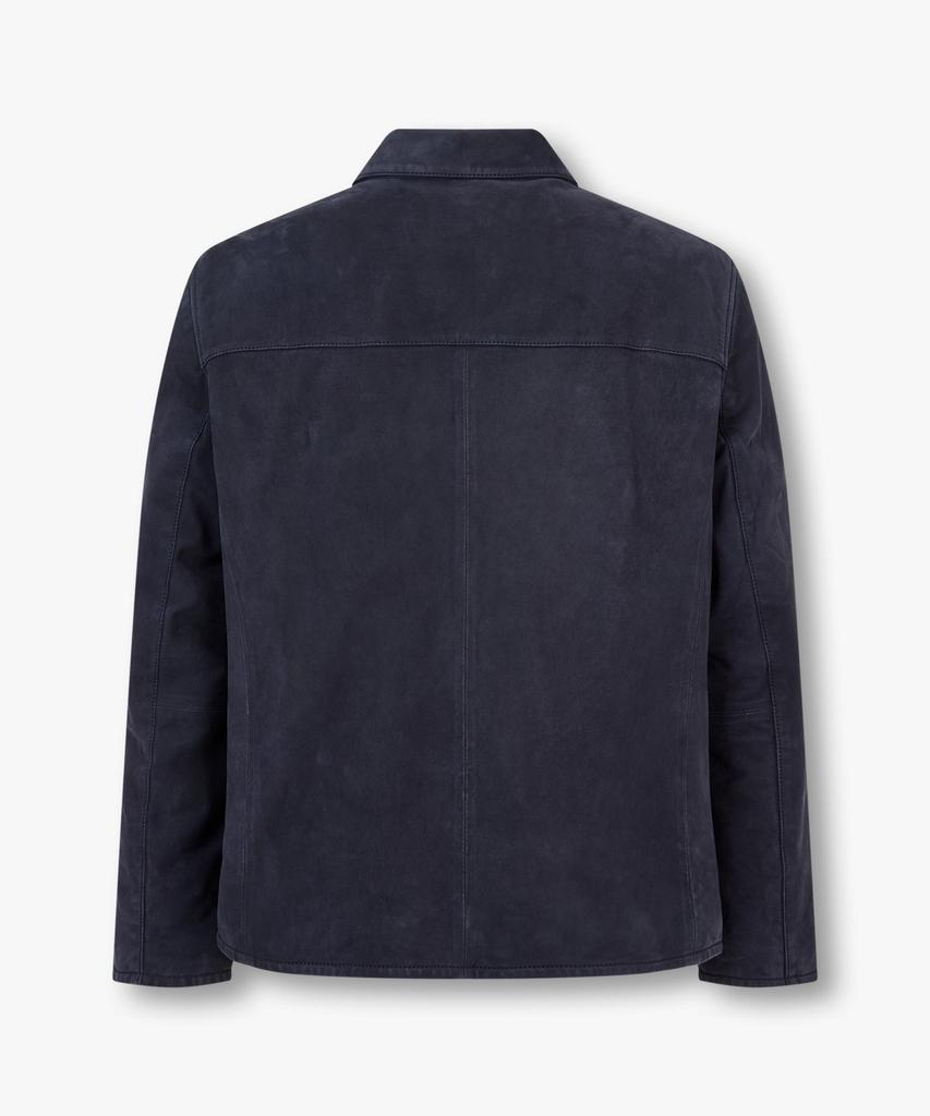 Man On The Boon Collared Button-Up Leather Jacket_Navy 4715110005