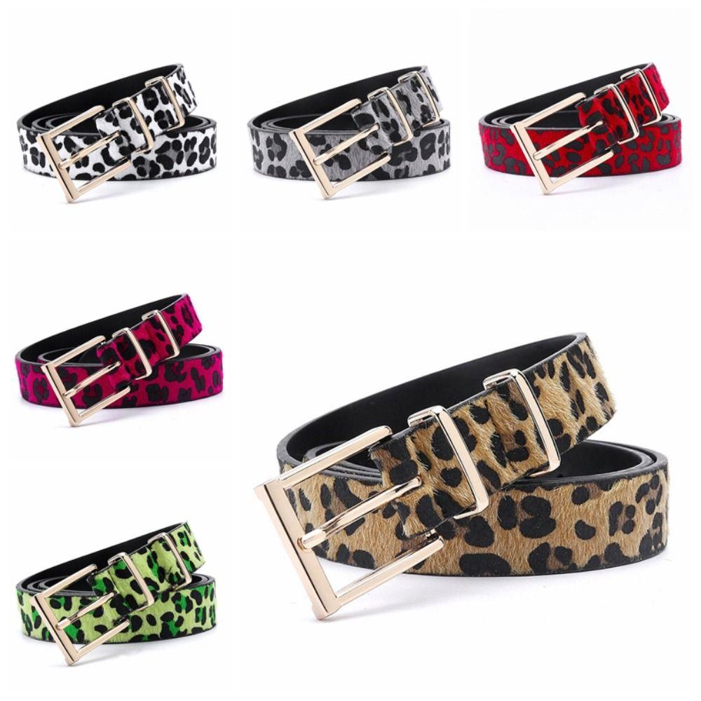 Metal Buckle Leopard Print Belt Y2K Punk Waistband Fashion PU Leather Waist Belt Female/Girls