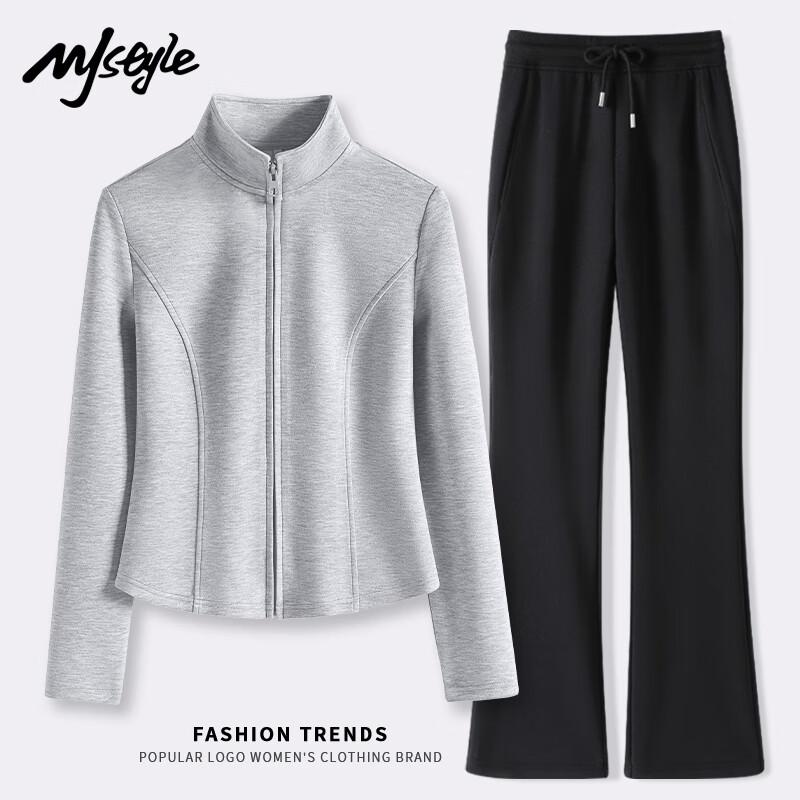

MJ STYLE Women s Slim Sweatshirt & Flared Pants Set M