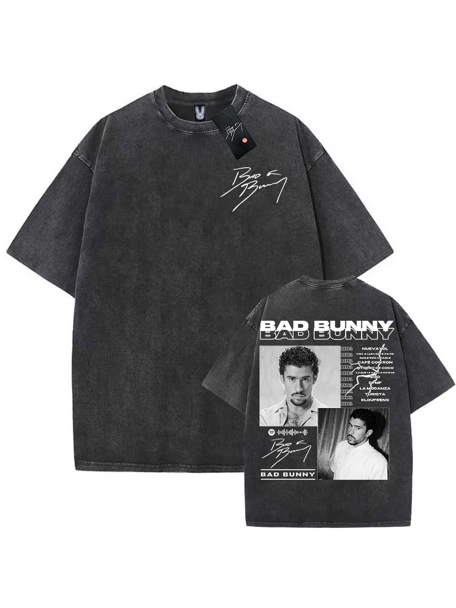 Bad Bunny Tag Dtmf Oversized T shirt Washed Debi Tirar Mas Fotos Vintage Cotton Hiphop Streetwear BB S