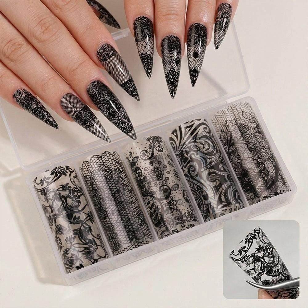 Lace Design Nail Stickers Laser Nail Art Stickers Fashion Nail Foils  Manicure DIY