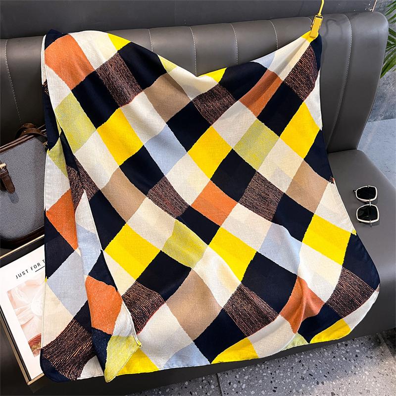 Color Blocks Plaid Print Cotton Linen Fashion Luxury  Ladies Women Scarf Female Long Shawl Muslim Hijab Wrap Scarves
