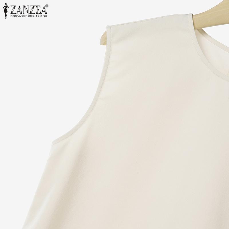 ZANZEA Women Sleeveless Vest Tops and Pants Casual Two Piece Suit Sets