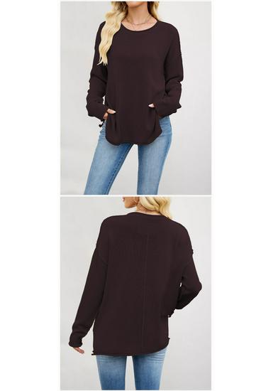 2026 European & American Women's Solid Color Knit Pullover - Autumn/Winter Loose Fit, Round Neck Sweater.