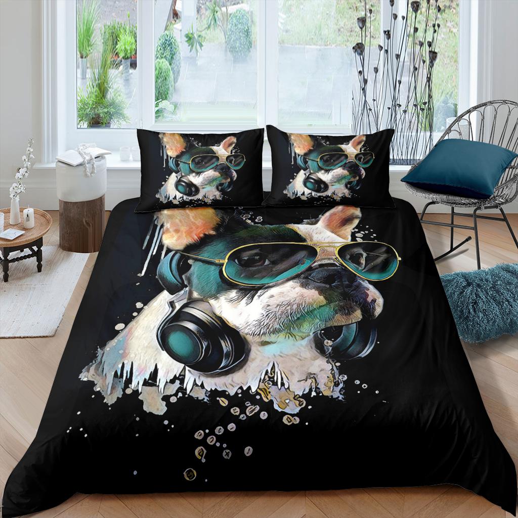 Animal bed linen set 3D French bulldog pattern printde bed cover pillow bedroom quilt cover home textiles 2/3 pcs