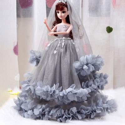 Adorable muñeca boda niña articulaciones juguete grande seguro ojos móviles vestido de burbuja regalo de cumpleaños multifuncional