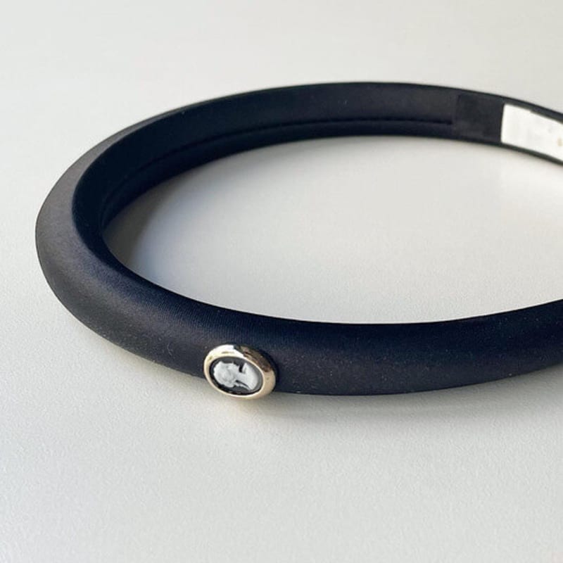 Oar Cameo Satin Slim HairBand [Black]