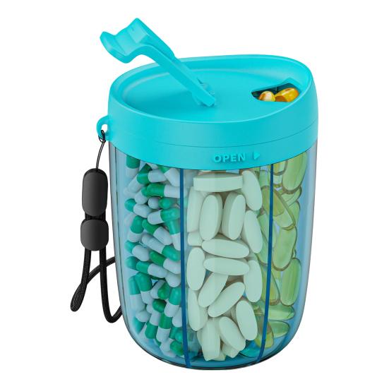Pill Bottle Organizer Large Capacity Multiple Compartments Transparent Design Wide Opening Pill Box Medicine Tablets Organizer