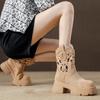 Thick-soled Vintage Cut-out Western Cowboy Booties, New Breathable Height-added Sandals, Summer Mid-leg Martin Boots