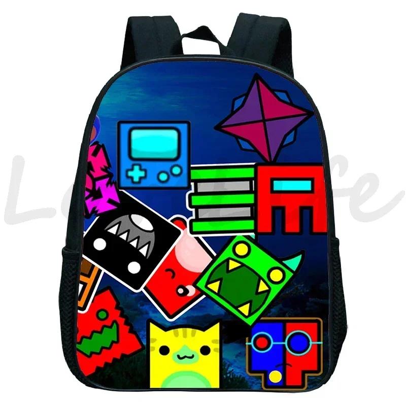 Zaino Kindergarten Geometry Dash Arrabbiato per Bambini e Bambine Zaino Anime Piccola Borsa da Libri Bambini Borse Scolastiche Cartoon Zaino per Bambini