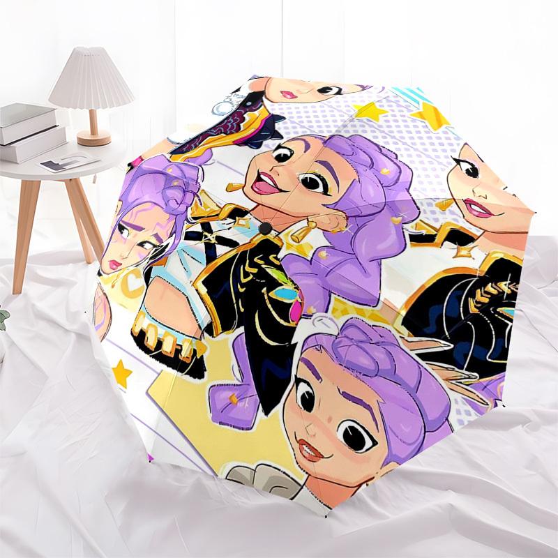 1pc Outdoor Umbrella with Cartoon Character Print - Automatic Opening/Closing, Portable 3-Fold Design, 8-Rib Iron Frame - Perfect Gift for Fans,