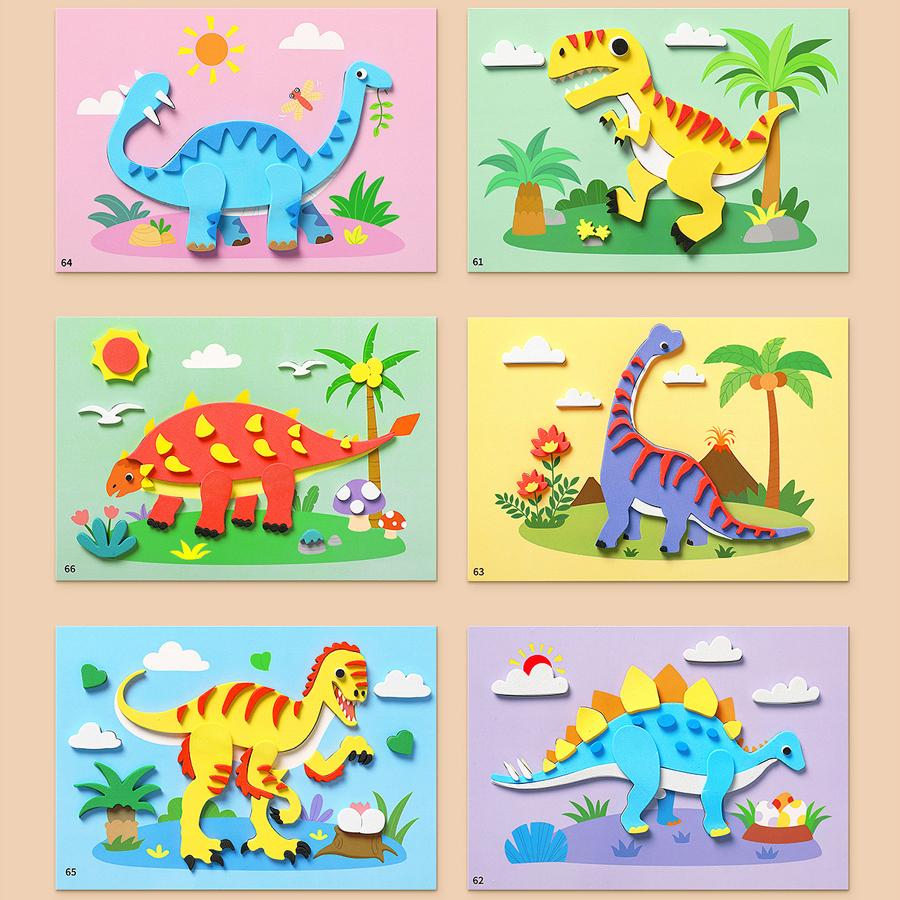 6pcs/set 3D EVA Foam Sticker DIY Cartoon Princess Animal Puzzle for Children Kids Multi-patterns Styles Toys for Children Gift