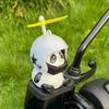 Motorcycle Handlebar Decoration Bike Electric Cute Panda Cartoon With Helmet Airscrew Ornaments Riding Equipment Accessories