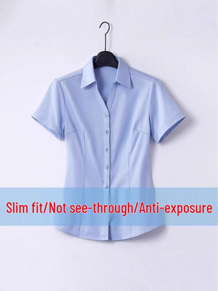 Women's Short-Sleeve White Shirt - Simple, Crisp, Versatile Workwear