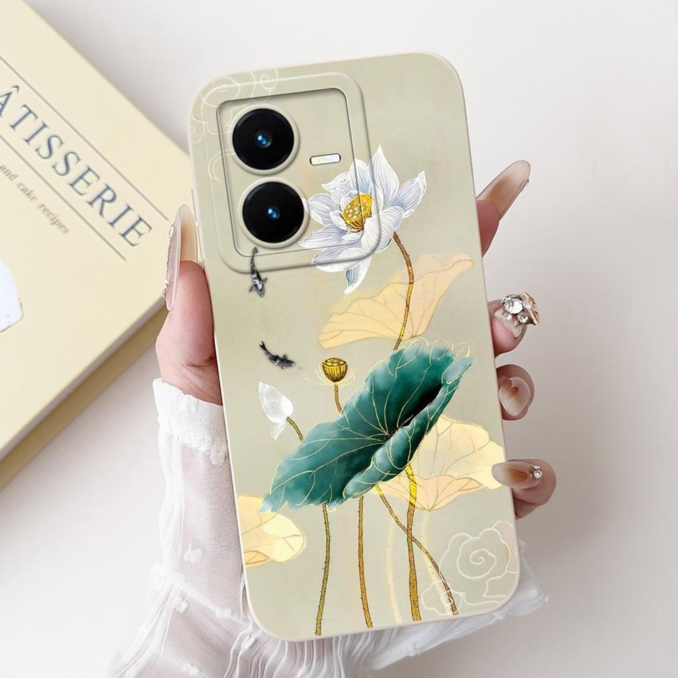 For Vivo Y22 Y22s Y22t Phone Case Vivo V2206 V2207 Y22 Y22s Y22t Elegant Floral Cat Painted Soft Silicone Shockproof Cases
