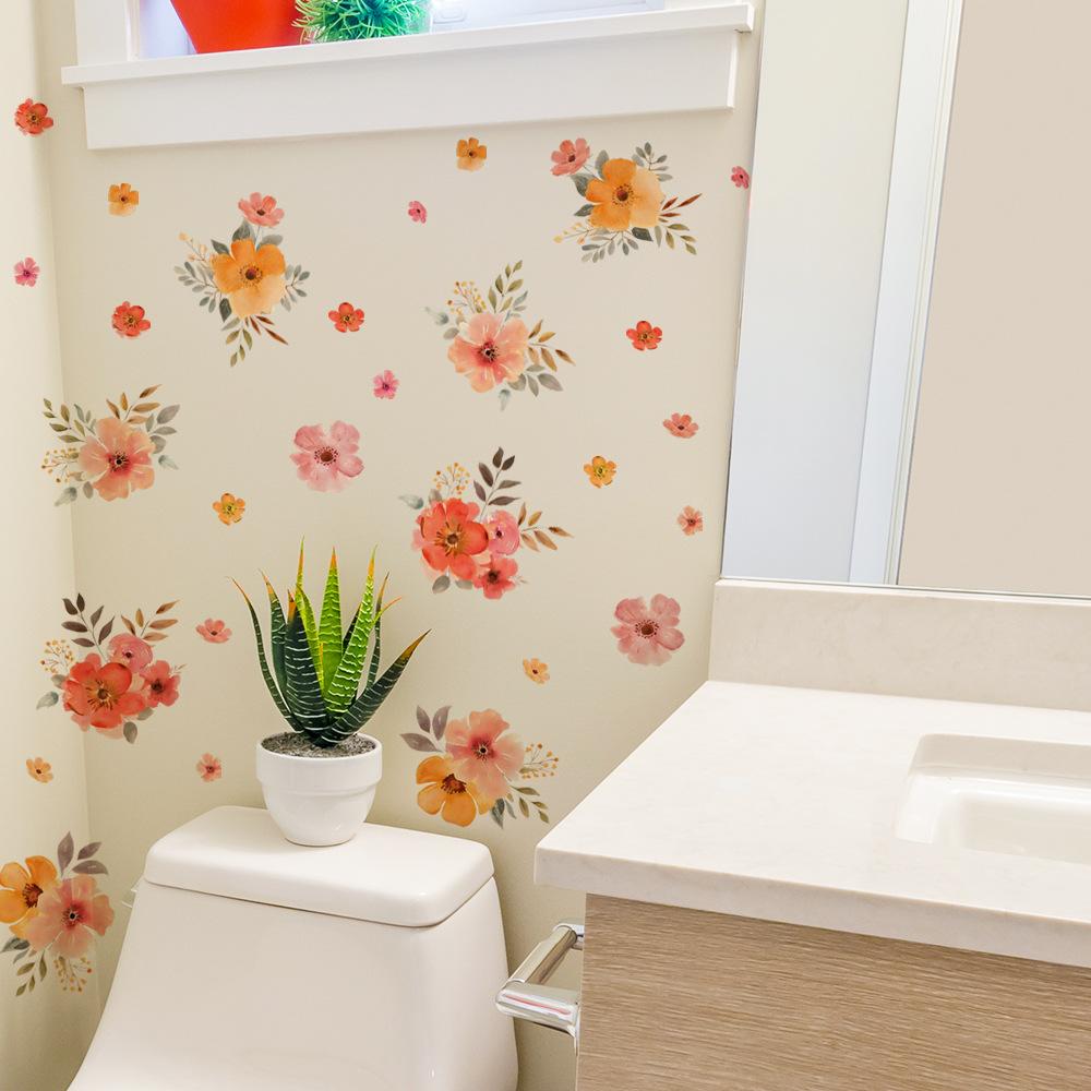 Painted Healing Flower Clusters for Bedroom and Bathroom Wall Decoration and Beautification Stickers