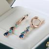Vintage Temperament, Colorful Zircon Earrings, Women's Personalized and Fashionable Rose Gold Earrings