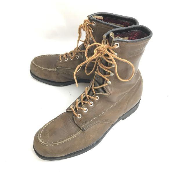 WOLVERINE Kožené šněrovací pracovní boty Vintage Velikost 12D 29.5-30.0 Hnědé 1000 Mile(POUŽITÝ)