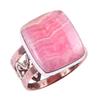 Natural Rhodochrosite Gemstone 925 Sterling Silver TwoTone Gift Ring S.6 P7s88
