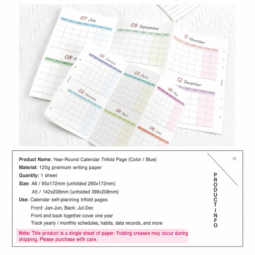 6-Hole Binder Refill Page Monthly Monthly Calendar Insert Loose-Leaf Calendar Page Thick Monthly Planning Insert For Office Work