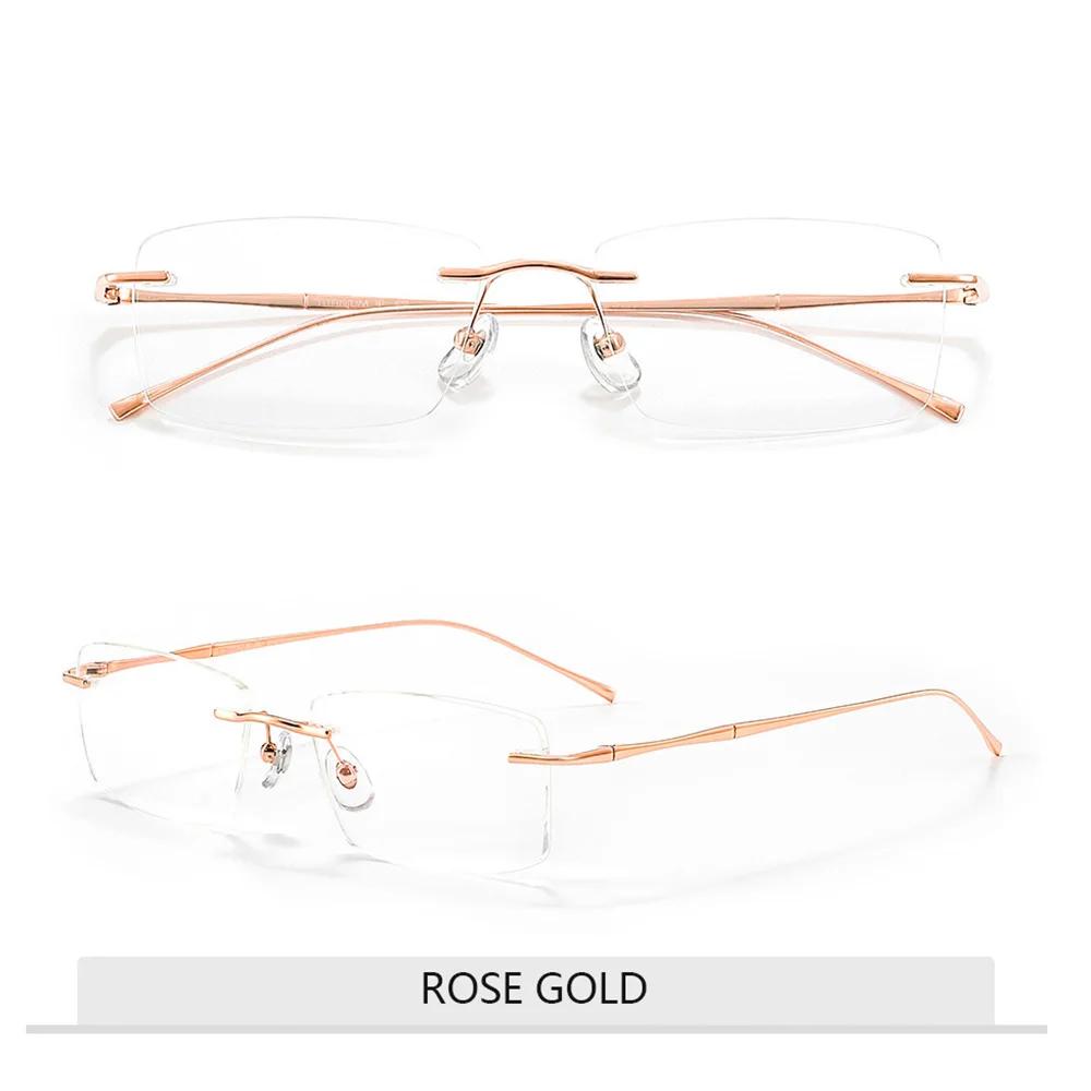 

Women Pure Titanium Glasses Anti Blue Light Men s Eyeglasses Frames Pure Titanuim Luxury Brands Rimless Glasses Computer Lenses 0