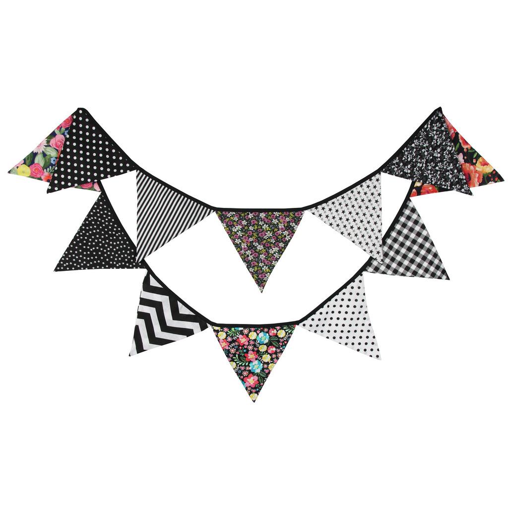 Black White Party Triangle Banner For Nursery Photos And Celebration Settings