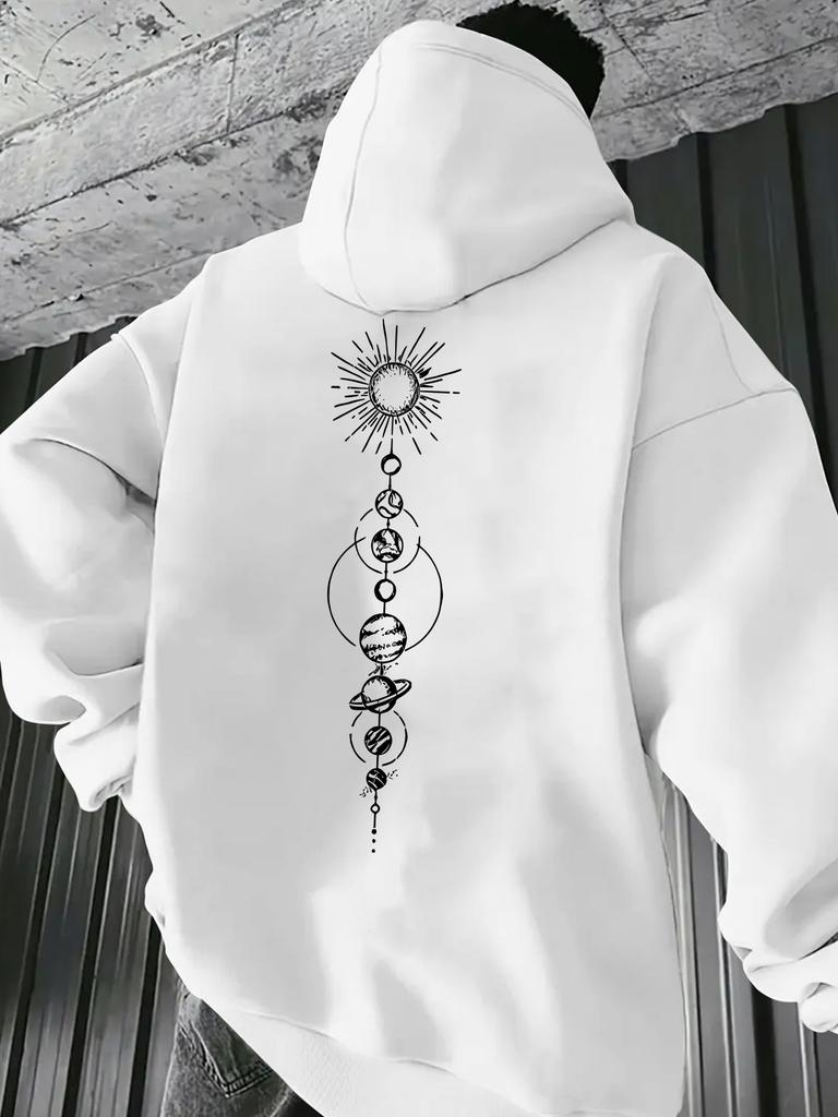 Men's Minimalist and Fashionable Cosmic Print hoodedsweatshirt-Retro Trend Street Casual Sport Hip-hop hoodedshirt-Autumn/Winter