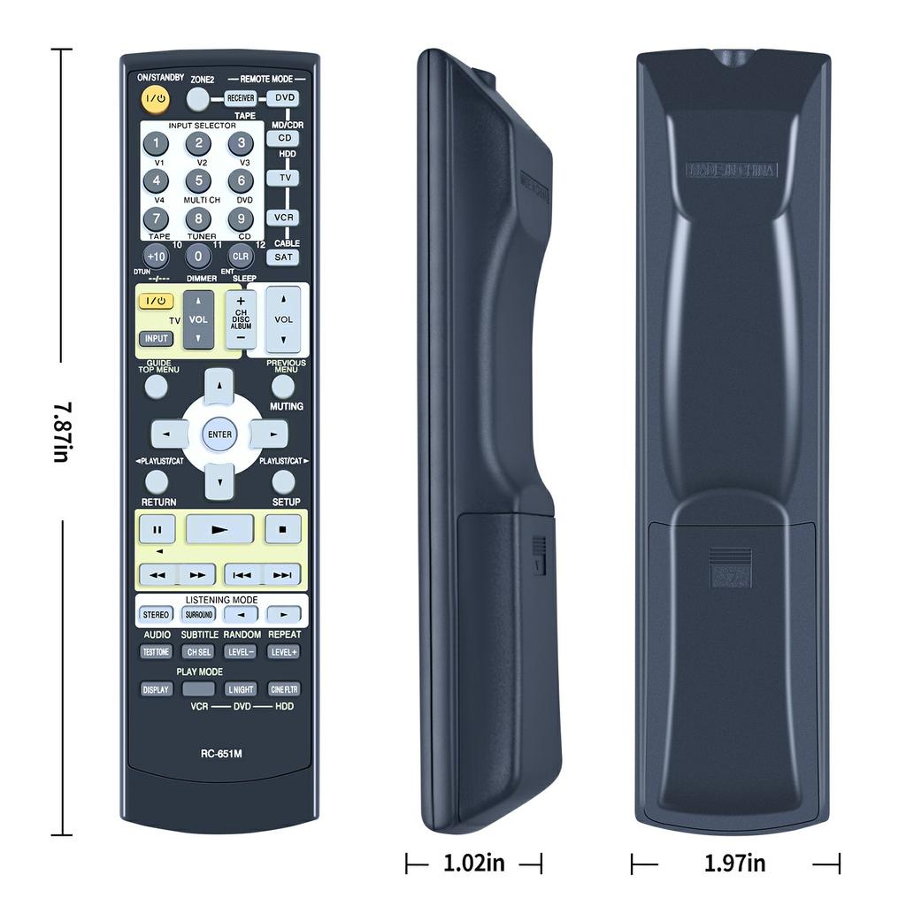 RC-651M For Onkyo Audio Receiver Remote Control 10m Range Battery Powered Replacement Infrared Controller