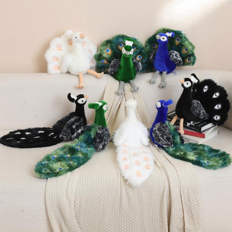 Kawaii Elegant Peacock Plush Cute Toy Doll Fluffy Bird Soft Fuzzy Stuffed Pillow For Animal Lovers Present