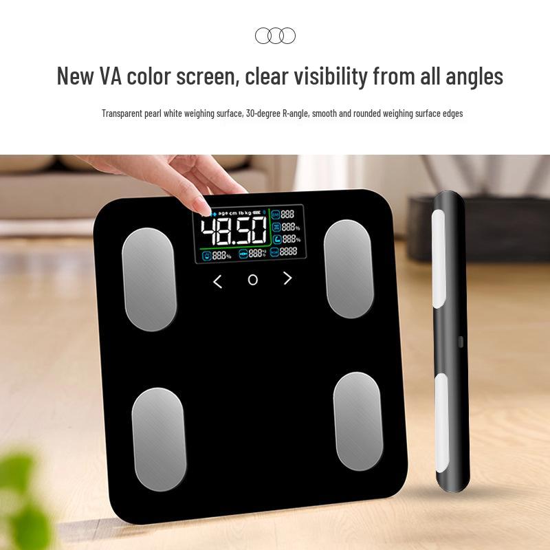 8-Electrode Body Fat Scale with VA Color Screen, High Precision, Rechargeable, Ideal for Weight Loss and Health Monitoring