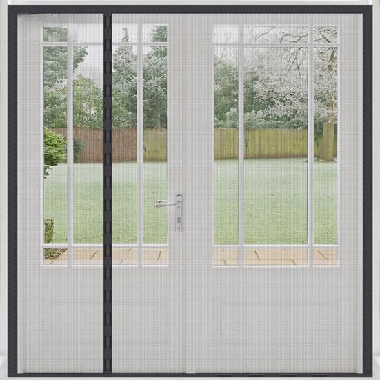 Left Right Side Opening Wide Magnetic Screen Door Scratch-Resistant Universal Fit Easy To Install Magnetic Closure Sliding Mesh French Door Screen