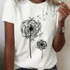 Dandelion Print Crew Neck T-Shirt Women T-Shirt Casual Short Sleeve Top Summer Women's Clothing Cartoon Streetwear Clothes