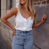 New women's summer solid color knitted round neck ruffled sweet sleeveless vest top
