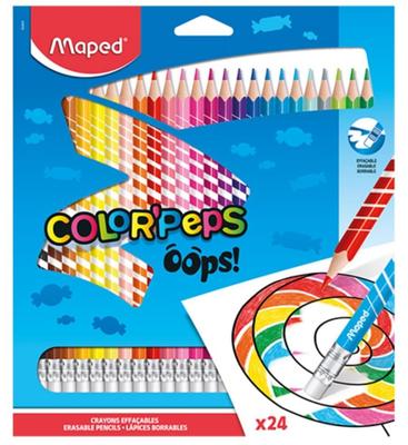 MAPED Colorpeps Oops Triangular Pencils with Eraser 24 Colors