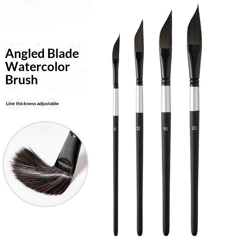 1/4Pcs Hand-Painted Art Drawing Brush Pull Wire Paint Brush Gouache Nylon Hair Knife-Shaped Watercolor Pens Water Painting Pen