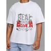 White T Shirt Real Ones Move in Silence Money Bag Graphic Print Streetwear Casual Wear for Men
