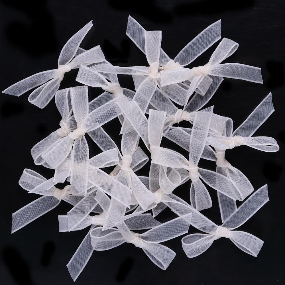 20pcs 3X4.2cm Satin Ribbon Bows Colorful Mini Organza Lace Bow For DIY Crafts Wedding Party Clothing Gift Decoration Accessories